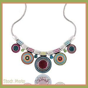 Boho Colorful Circles Statement Necklace